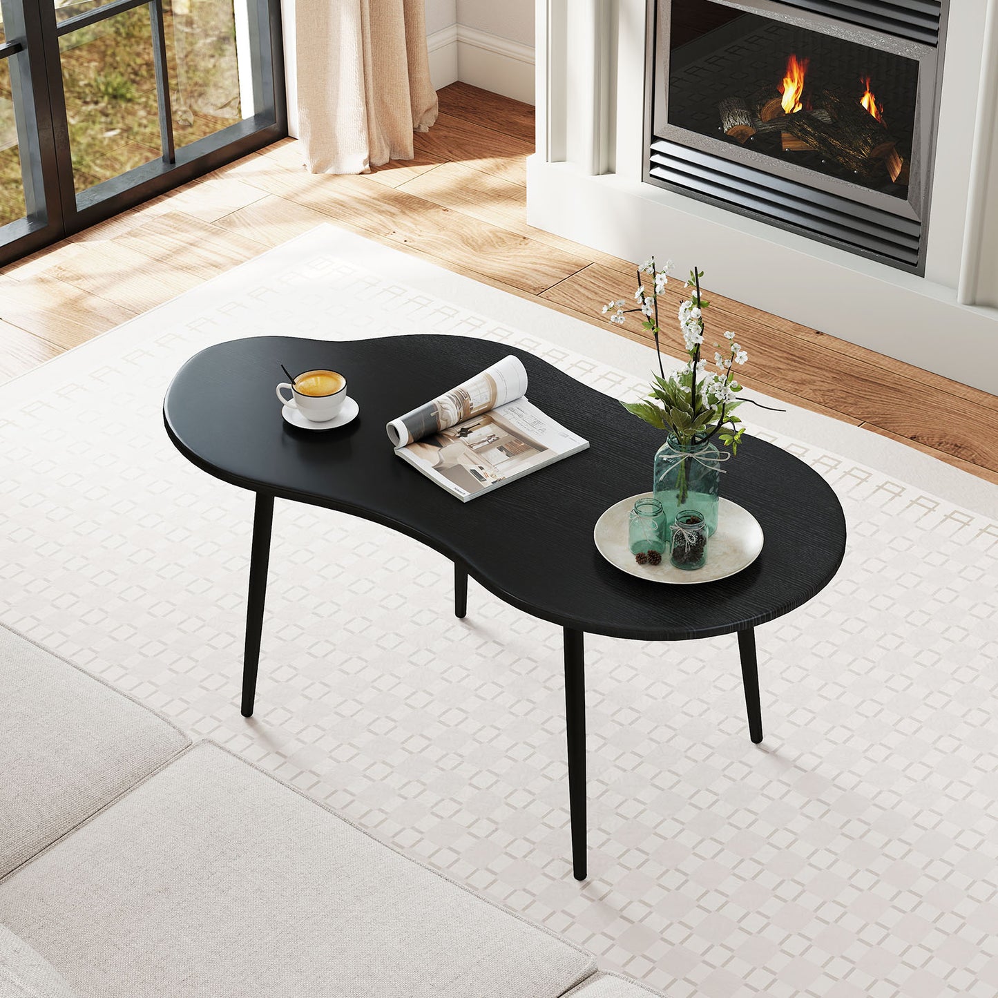 Cloud Coffee Table 39.5 In, Irregular Center Table, Black Coffee Tables at Gallery Canada