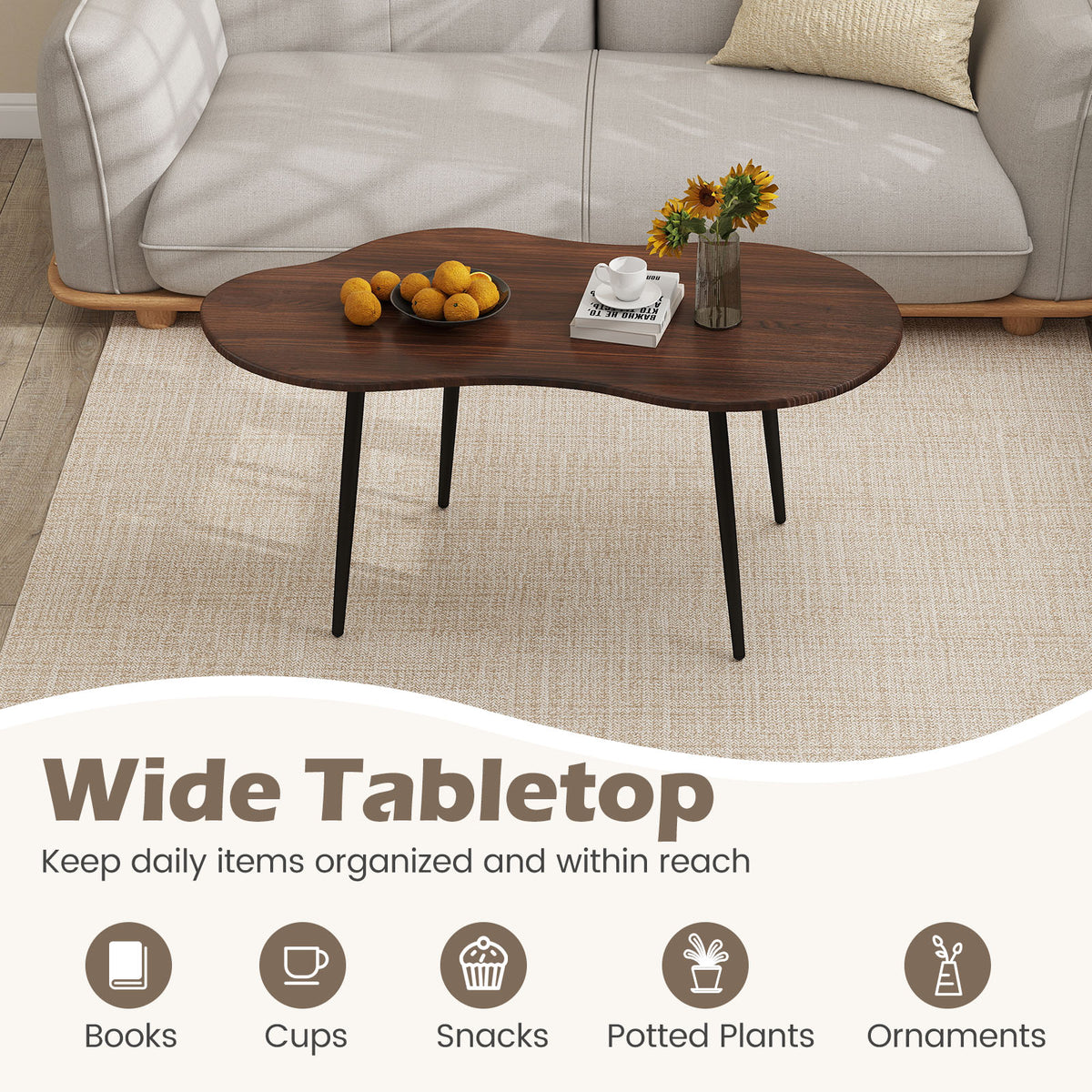 Cloud Shape Coffee Table, 39.5", Walnut Coffee Tables at Gallery Canada