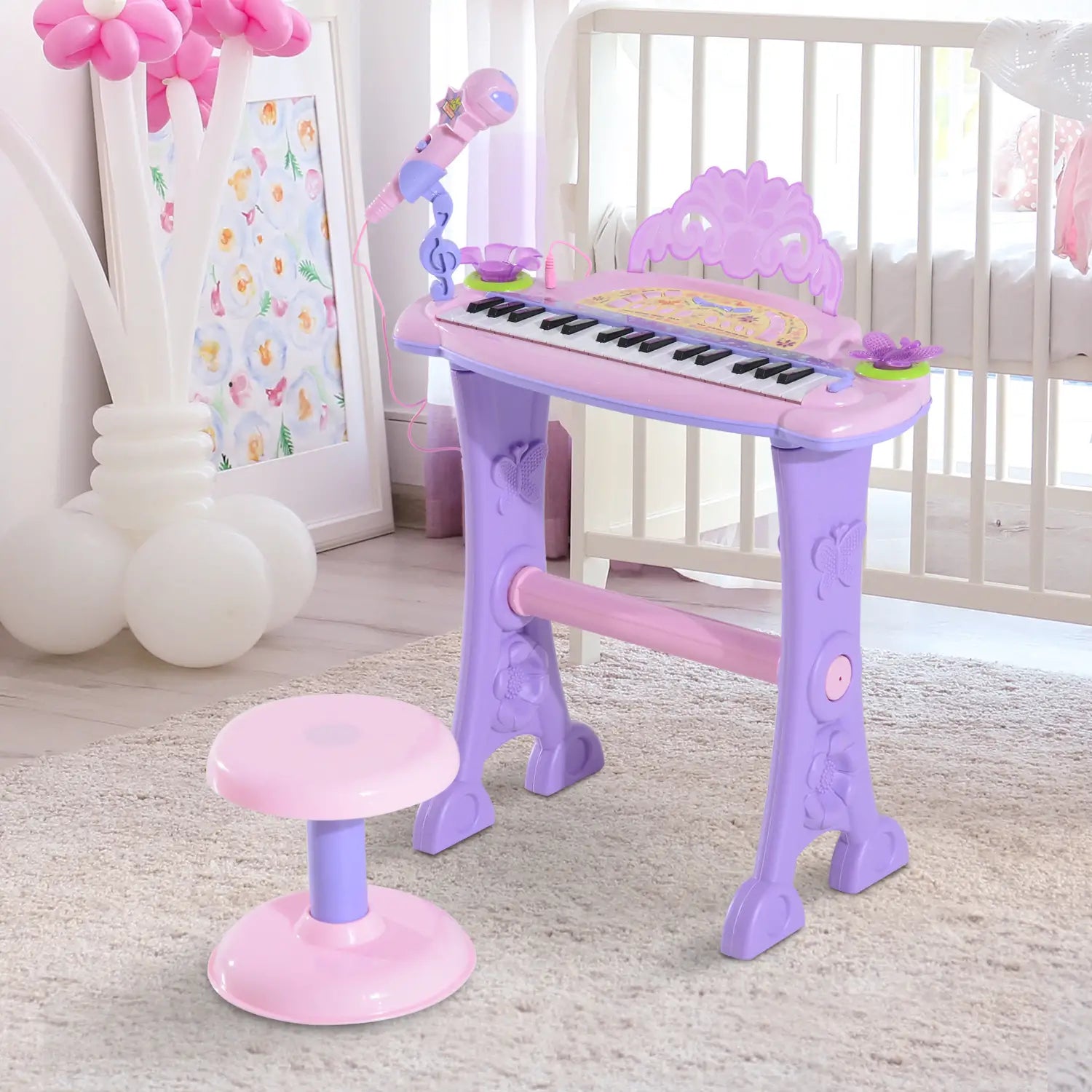 Kids Piano, 32 Keys, Electronic Keyboard with Microphone, Pink Electronic Musical Pianos at Gallery Canada