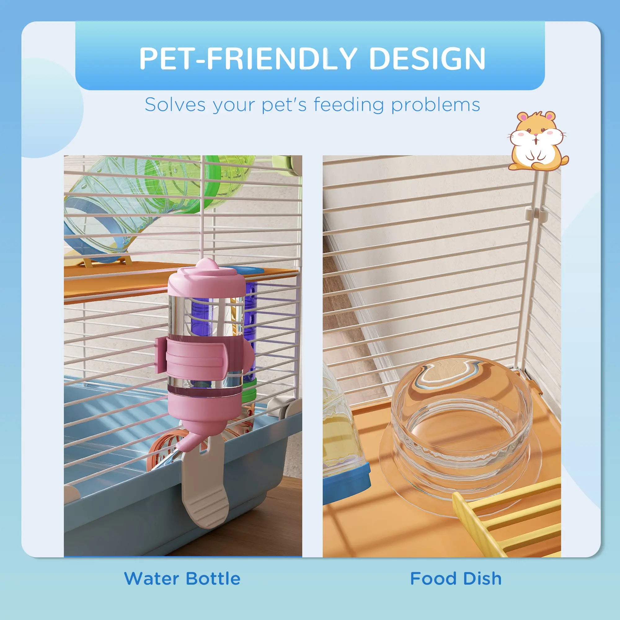 5-Tier Hamster Cage with Wheels, Tube, Water Bottle, Light Blue Hamster Cages at Gallery Canada