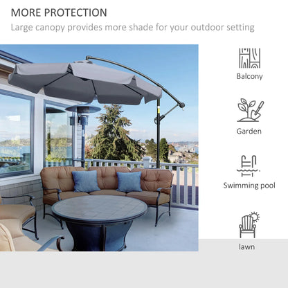 9FT Offset Hanging Patio Umbrella, Easy Tilt, Cross Base, 8 Ribs, Dark Grey Cantilever Umbrellas at Gallery Canada