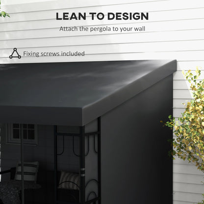 10' x 13' Wall Pergola, Outdoor Gazebo, UV Resistant, Dark Grey Pergolas at Gallery Canada