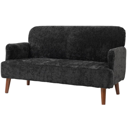 Velvet Fabric 2 Seater Sofa, Small Loveseat 8.3" Thick, Black 2-Seater Sofas Black at Gallery Canada