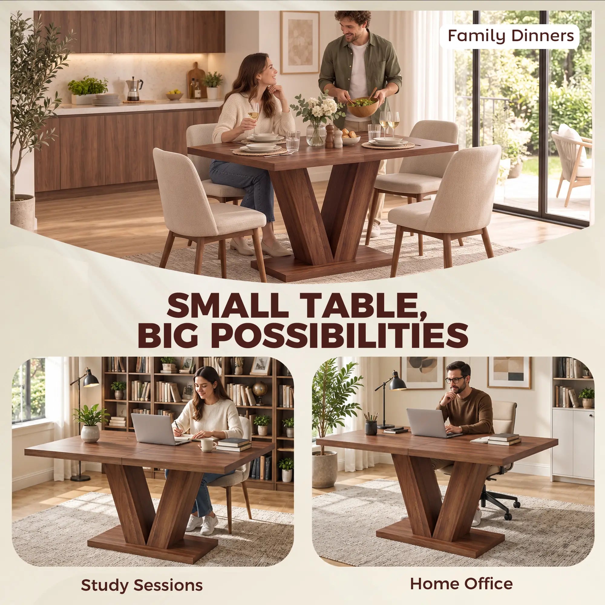 Modern Kitchen Dining Table For 4 People, Walnut Dining Tables at Gallery Canada