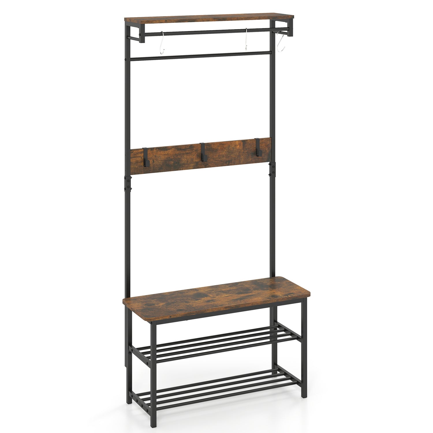 Coat Rack With Shoe Bench, 4-In-1 Hall Tree, Brown Coat Racks & Hall Trees at Gallery Canada