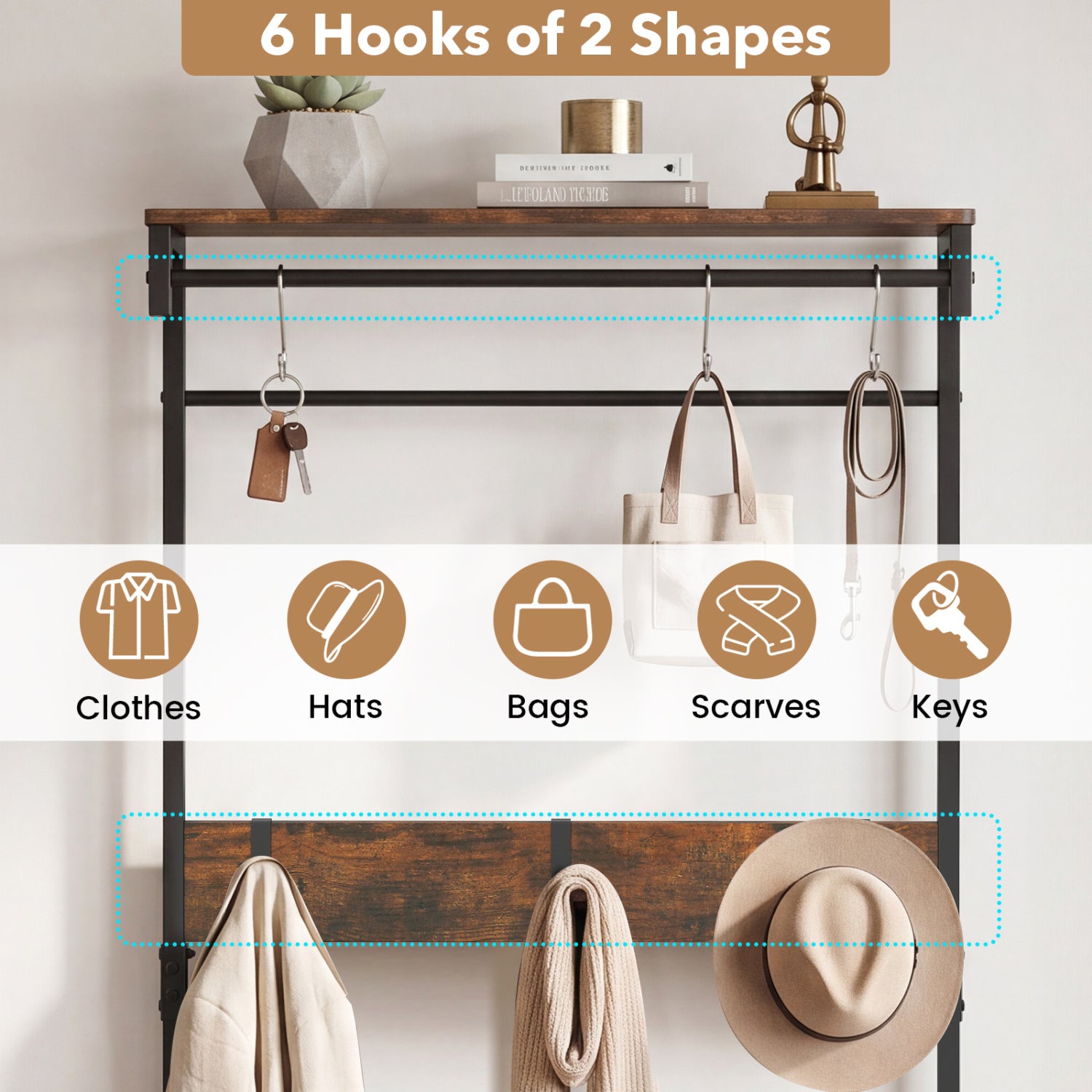 Coat Rack With Shoe Bench, 4-In-1 Hall Tree, Brown Coat Racks & Hall Trees at Gallery Canada