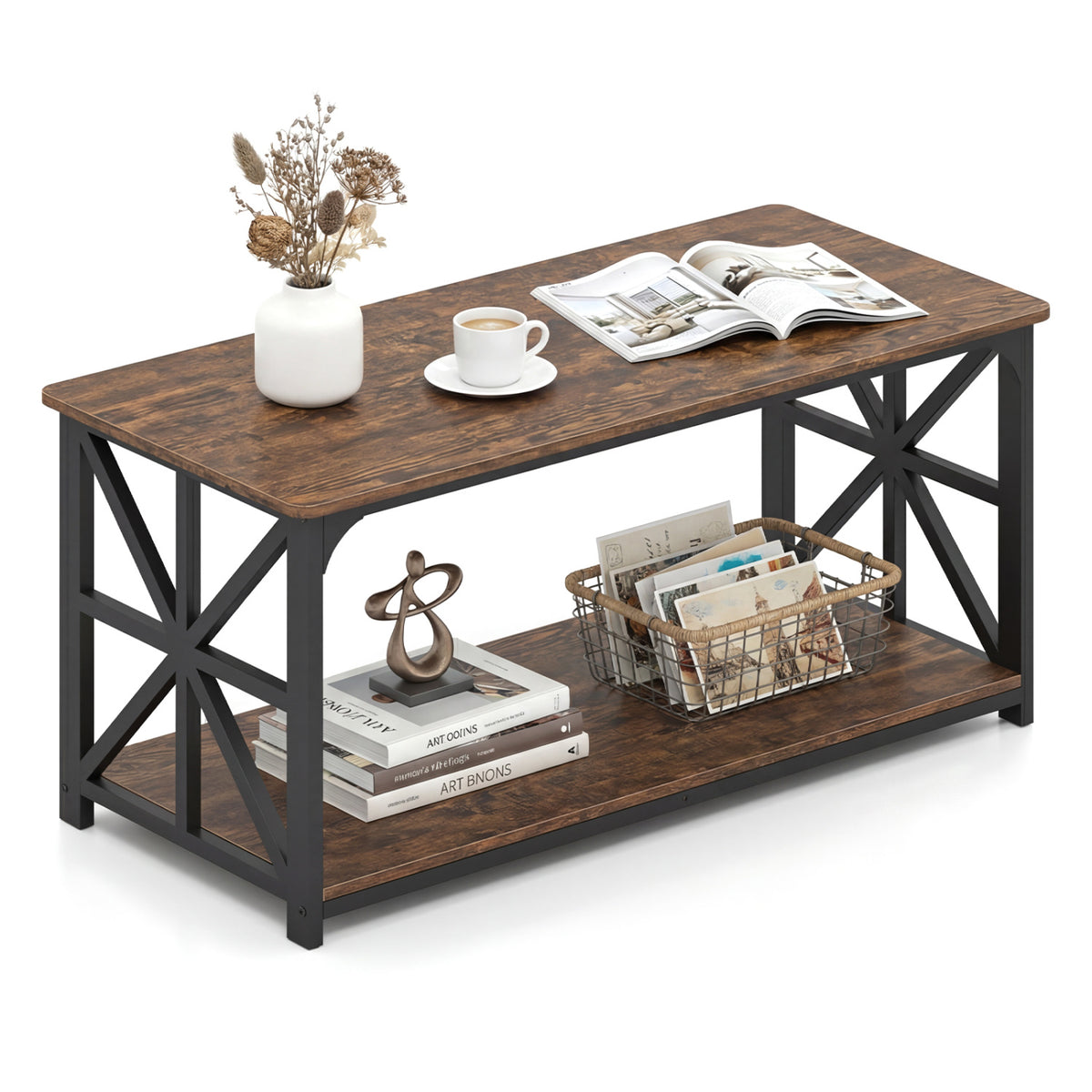 Coffee Table 2-Tier with Storage Shelf, Brown Coffee Tables at Gallery Canada