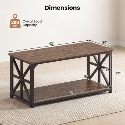 Coffee Table 2-Tier with Storage Shelf, Brown Coffee Tables at Gallery Canada