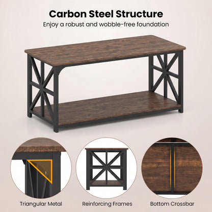 Coffee Table 2-Tier with Storage Shelf, Brown Coffee Tables at Gallery Canada