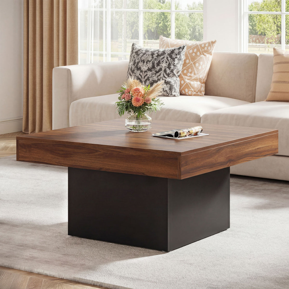 Coffee Table With LED Lights, Rustic Brown Coffee Tables at Gallery Canada
