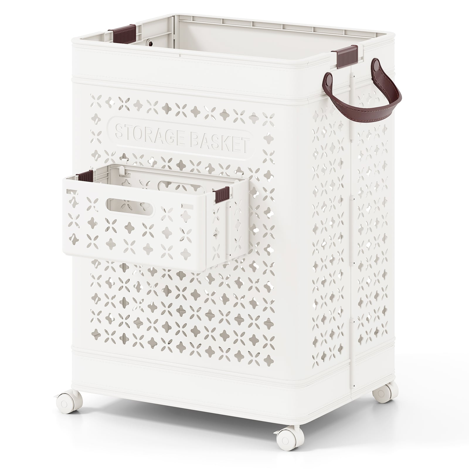 Collapsible Laundry Basket, 20 Gallon Plastic Storage Bin, White Laundry Baskets White at Gallery Canada