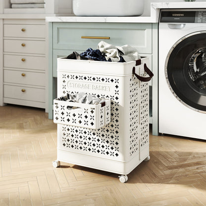 Collapsible Laundry Basket, 20 Gallon Plastic Storage Bin, White Laundry Baskets at Gallery Canada
