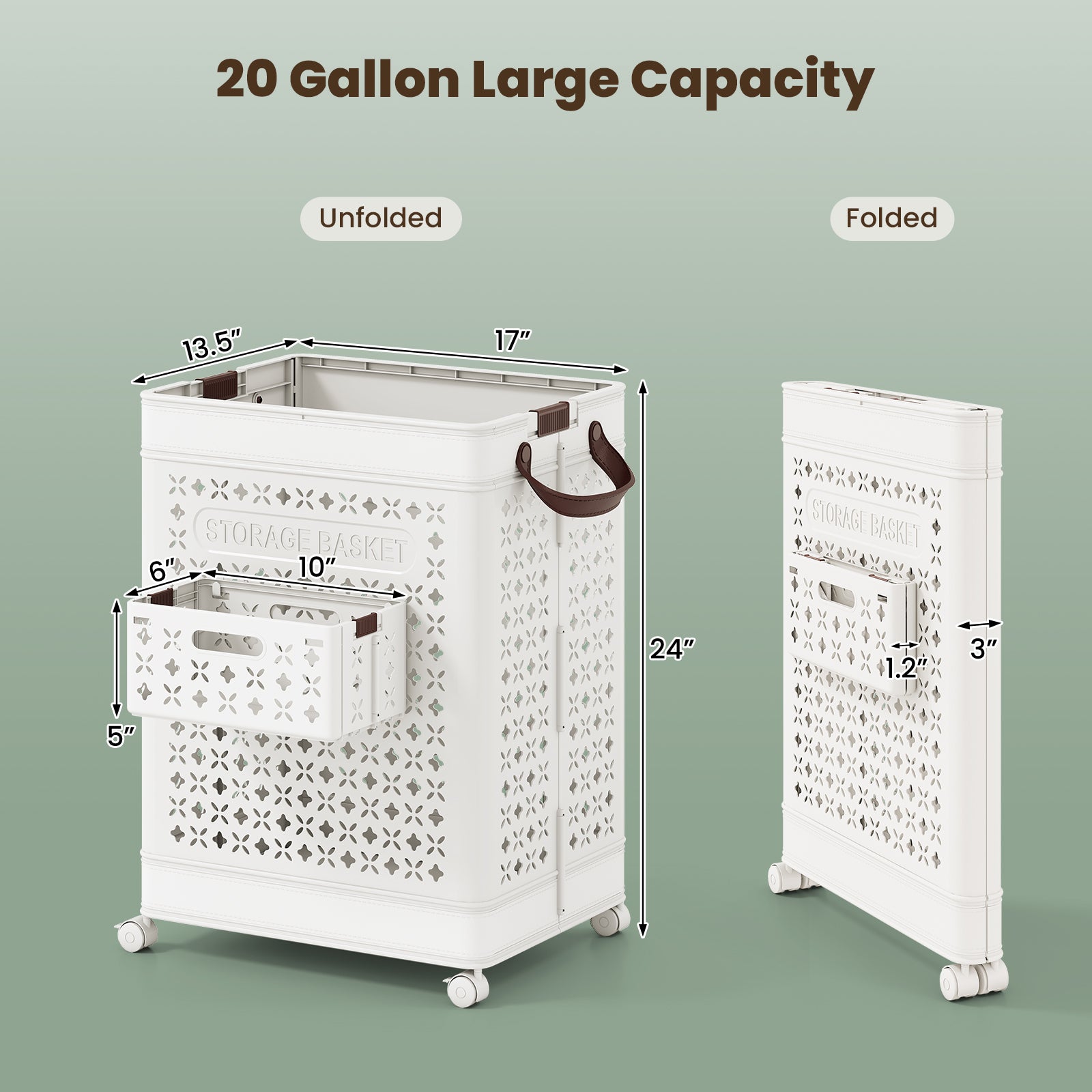 Collapsible Laundry Basket, 20 Gallon Plastic Storage Bin, White Laundry Baskets at Gallery Canada