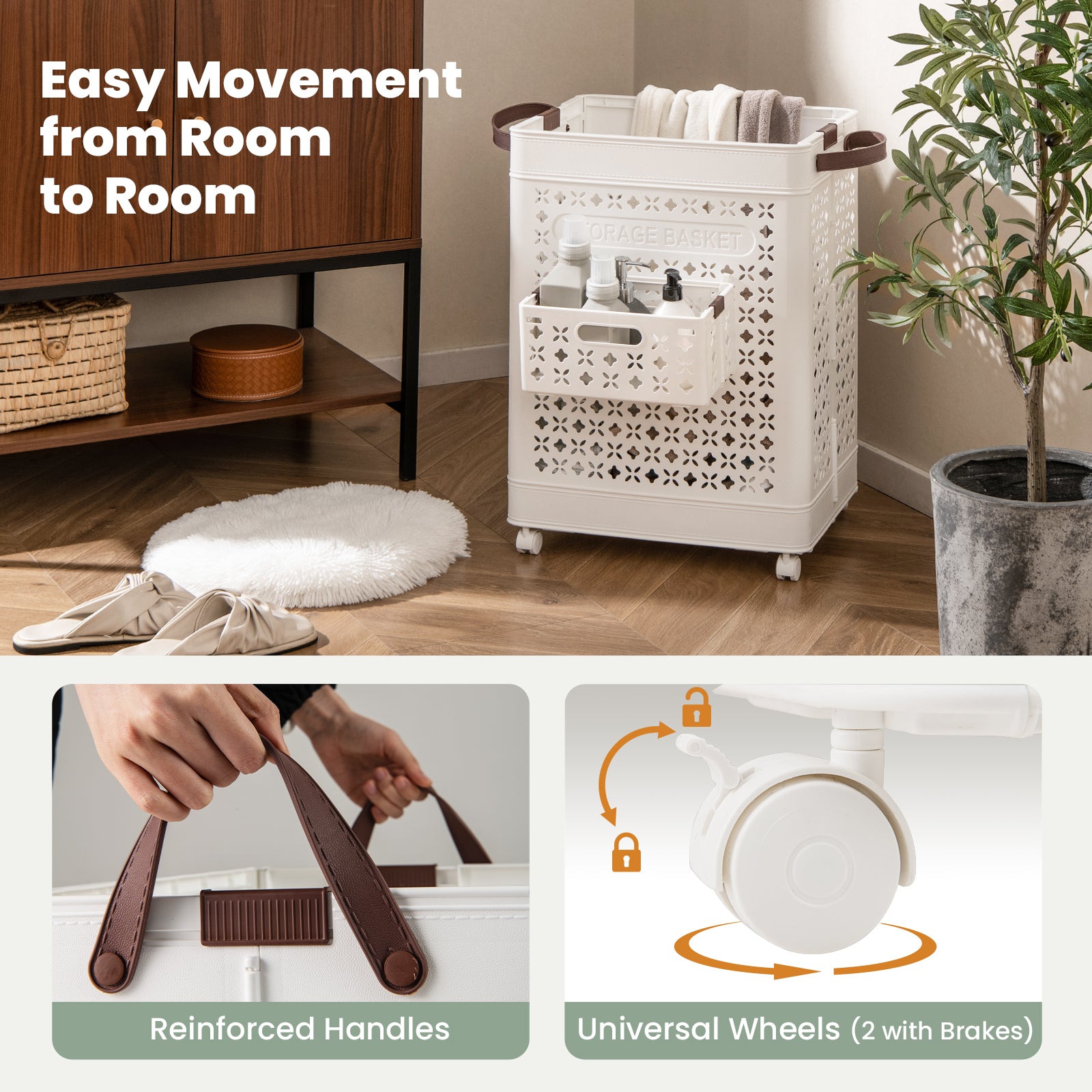 Collapsible Laundry Basket, 20 Gallon Plastic Storage Bin, White Laundry Baskets at Gallery Canada