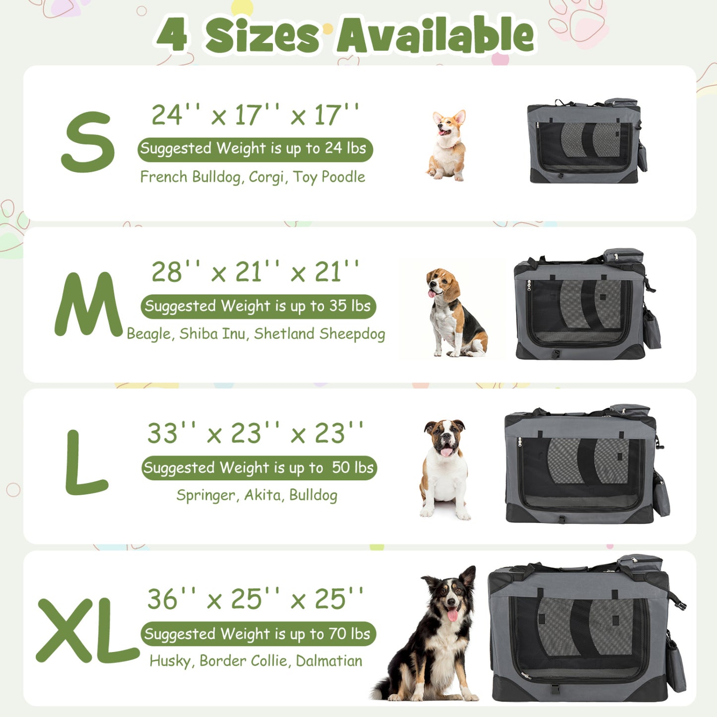 Collapsible Soft Dog Crate Travel Crate with Mesh Windows and 3 Doors-XL, Gray Dog Kennels at Gallery Canada