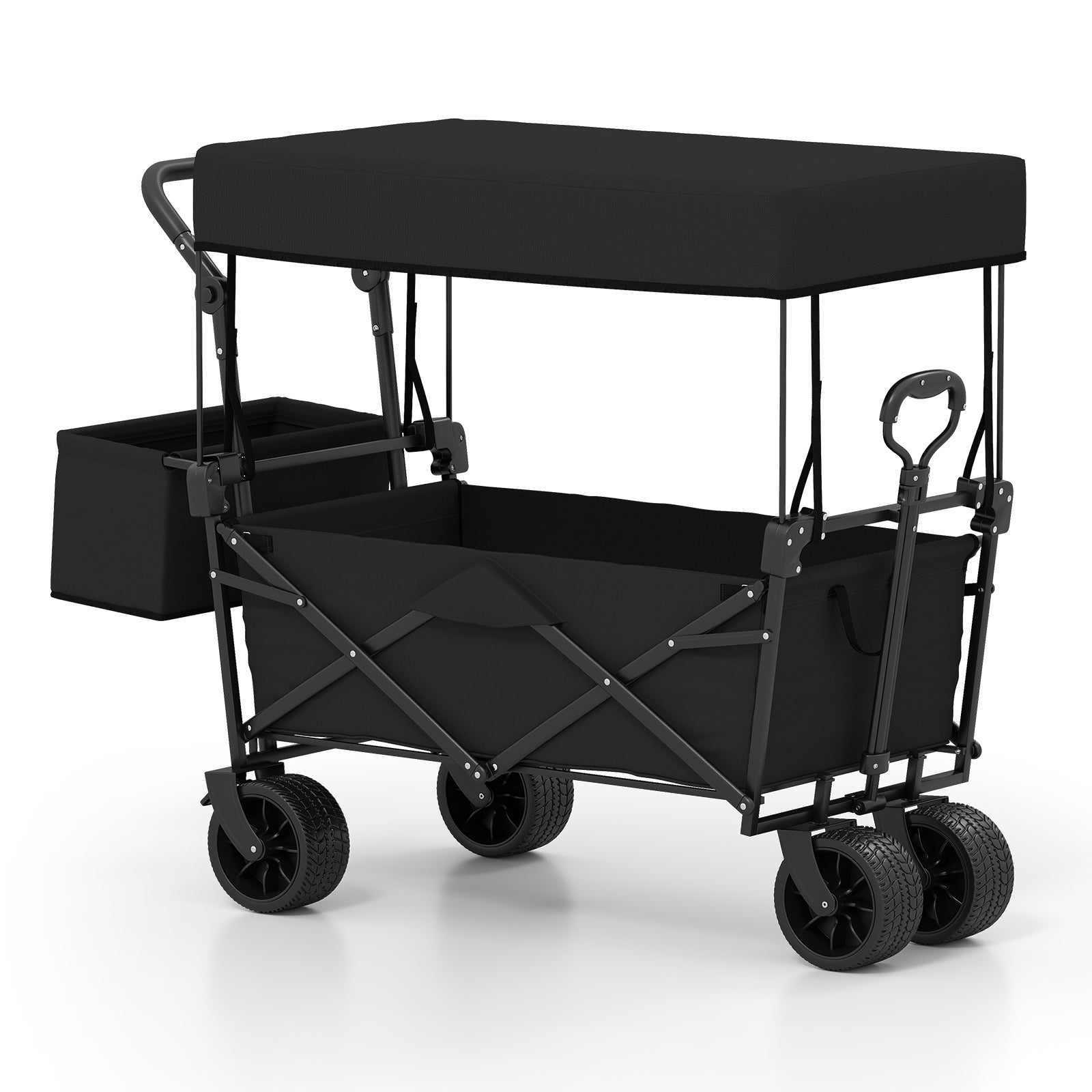 Collapsible Wagon With Removable Canopy, Detachable Storage Bag, Black Camping Furniture Black at Gallery Canada