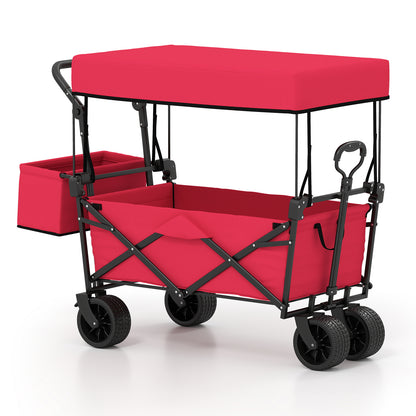 Collapsible Wagon, Removable Canopy, Detachable Storage Bag, Red Camping Furniture Red at Gallery Canada