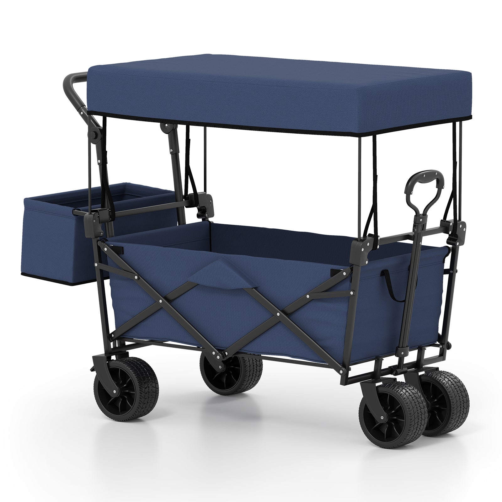 Collapsible Wagon, Removable Canopy, Detachable Storage Bag, Blue Camping Furniture Blue at Gallery Canada