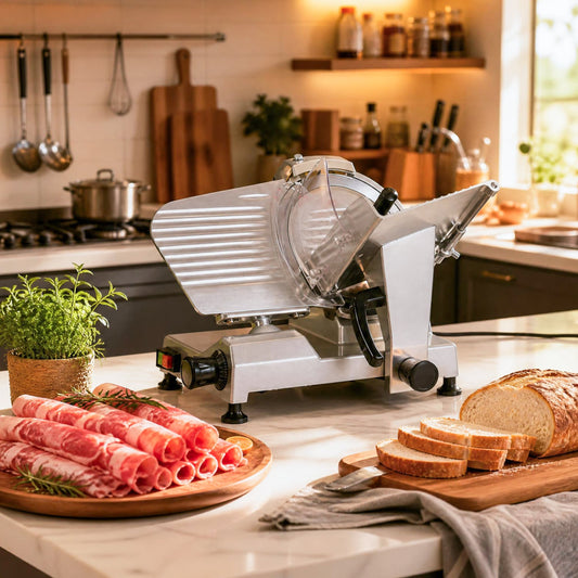 Commercial Meat Slicer, 10" Carbon Steel Blade, Silver Small Appliances Silver at Gallery Canada