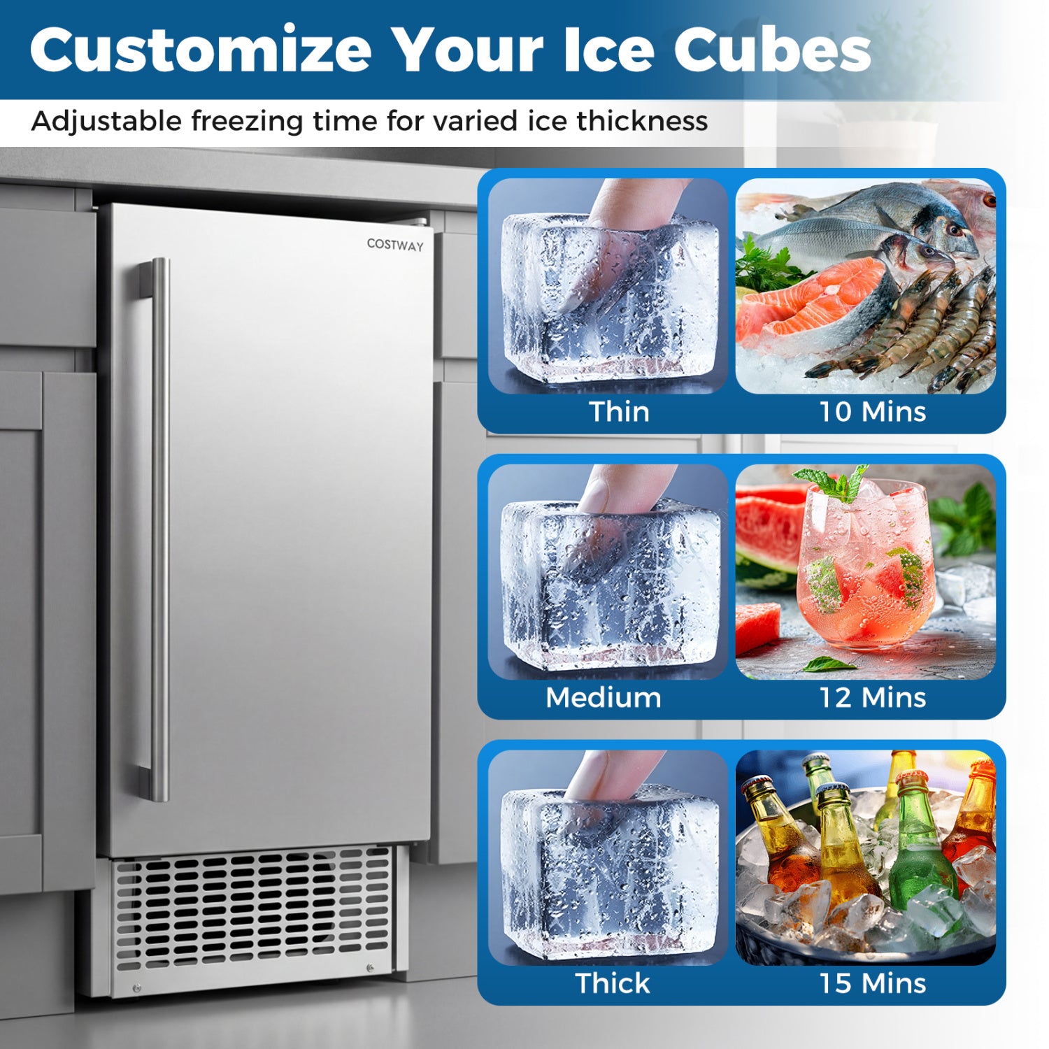 Commercial Under Counter Ice Maker, 90 lbs/Day, 15 Inch W, Silver Ice Makers at Gallery Canada