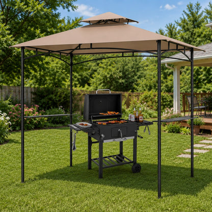 Complete BBQ Station, 8x5 FT, Waterproof Grill Gazebo Outdoor Grills Rustic Brown at Gallery Canada