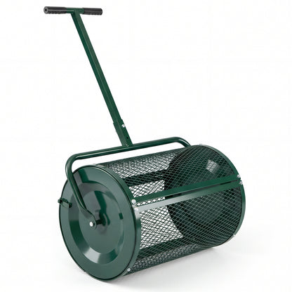 24 Inch Peat Moss Compost Spreader Roller, Height Adjustable T Handle, Green Lawn Care Tools Green at Gallery Canada