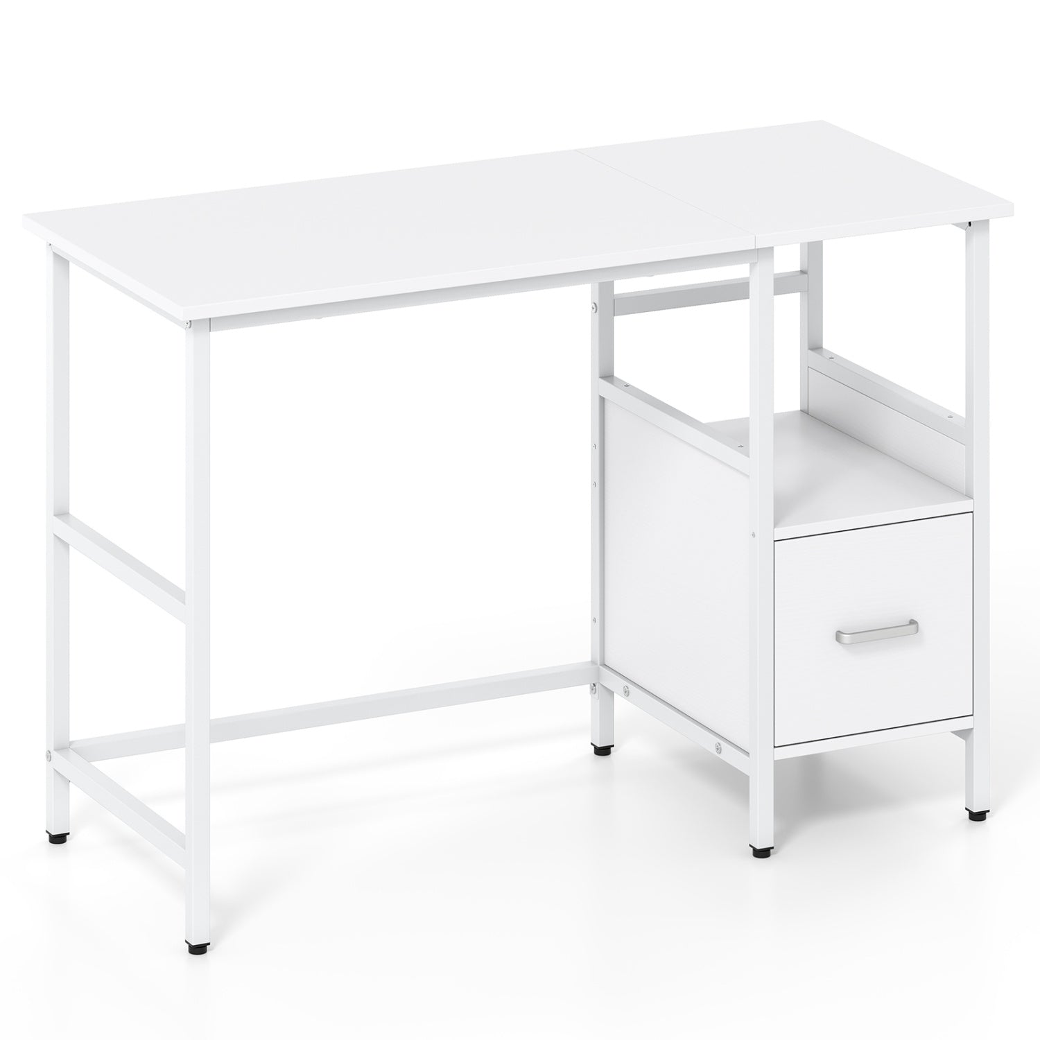 Computer Desk Modern Office Desk with Open Shelf and Storage Drawer, White Computer Desks at Gallery Canada