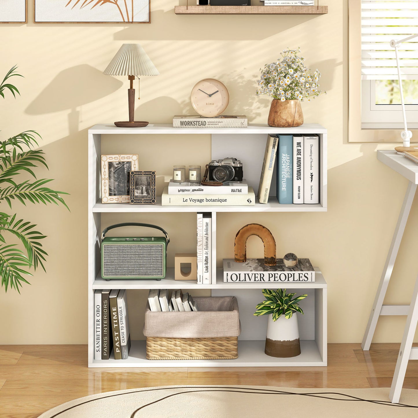 Concave Bookshelf, 3 Open Shelves, White Bookcases at Gallery Canada