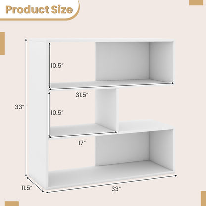 Concave Bookshelf, 3 Open Shelves, White Bookcases at Gallery Canada