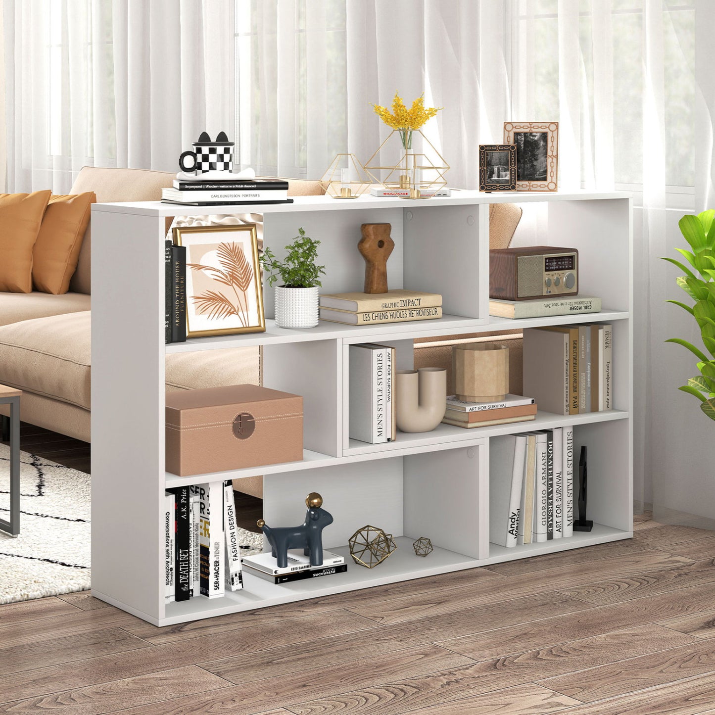 Concave & Convex Bookshelf Set, 3 Shelves, Anti-Toppling, White Bookcases at Gallery Canada