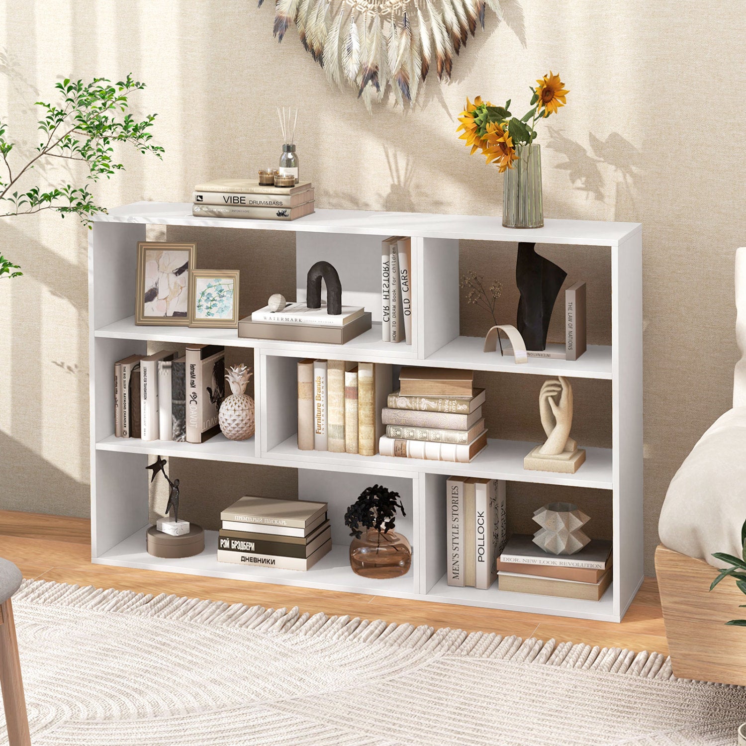 Concave & Convex Bookshelf Set, 3 Shelves, Anti-Toppling, White Bookcases at Gallery Canada