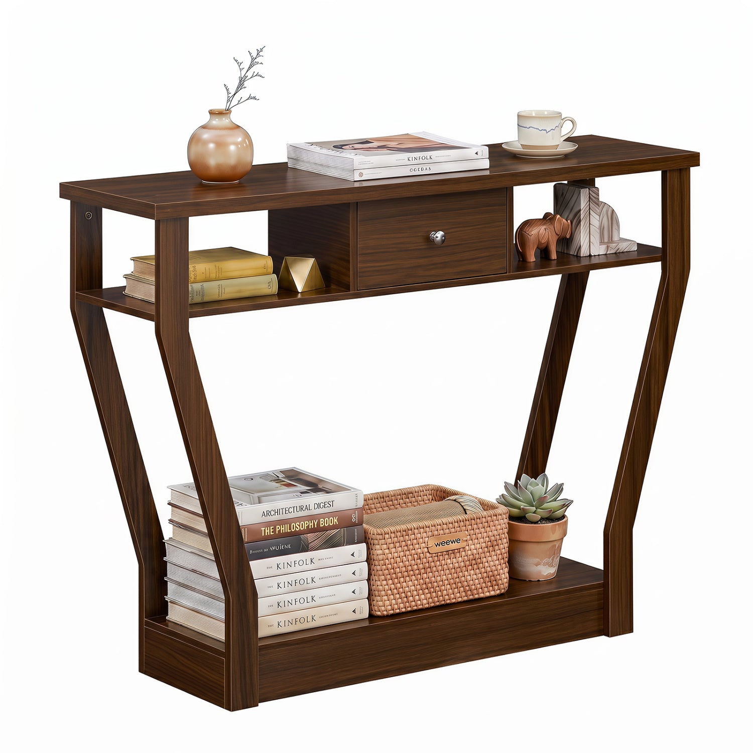 Console Hall Table With Storage Drawer And Shelf, Walnut Console Tables at Gallery Canada