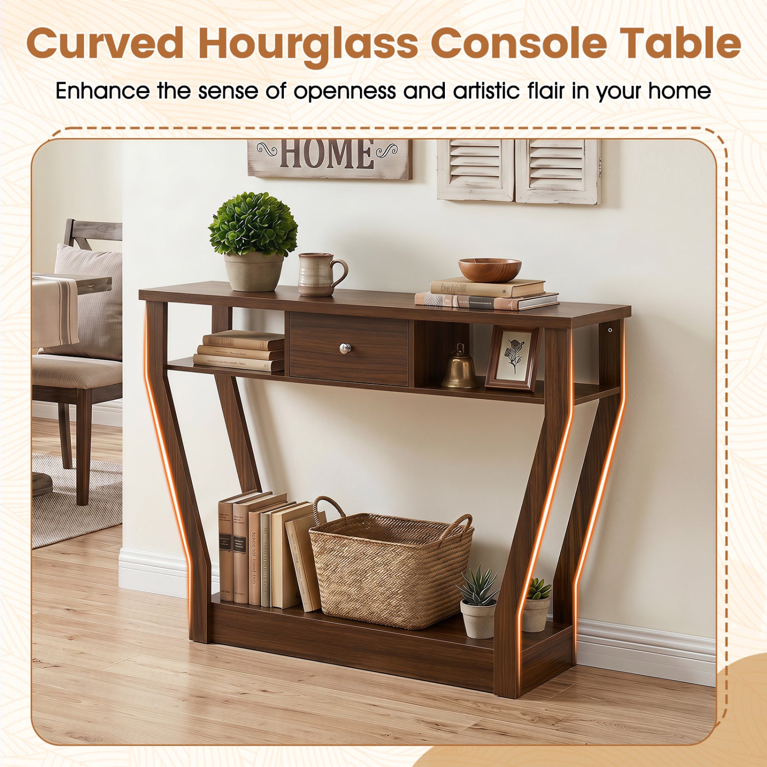 Console Hall Table With Storage Drawer And Shelf, Walnut Console Tables at Gallery Canada