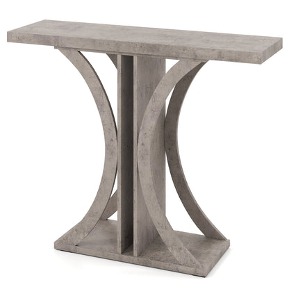 Console Table 39.5 Inch Rectangular Entryway Table with Geometric Frame, Gray Console Tables at Gallery Canada
