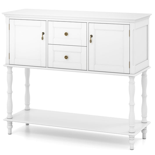 Console Table, 2 Drawers, 2 Door Cabinets, Bottom Shelf, Cream White Console Tables White at Gallery Canada