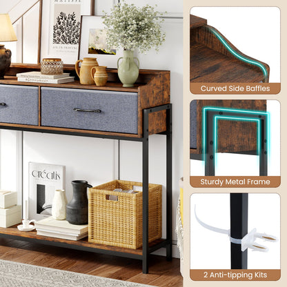 Console Table with Charging Station, 110 cm, Rustic Brown
