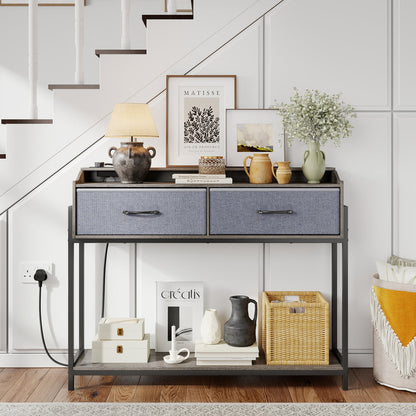 Console Table With Charging Station, 110 cm, Gray