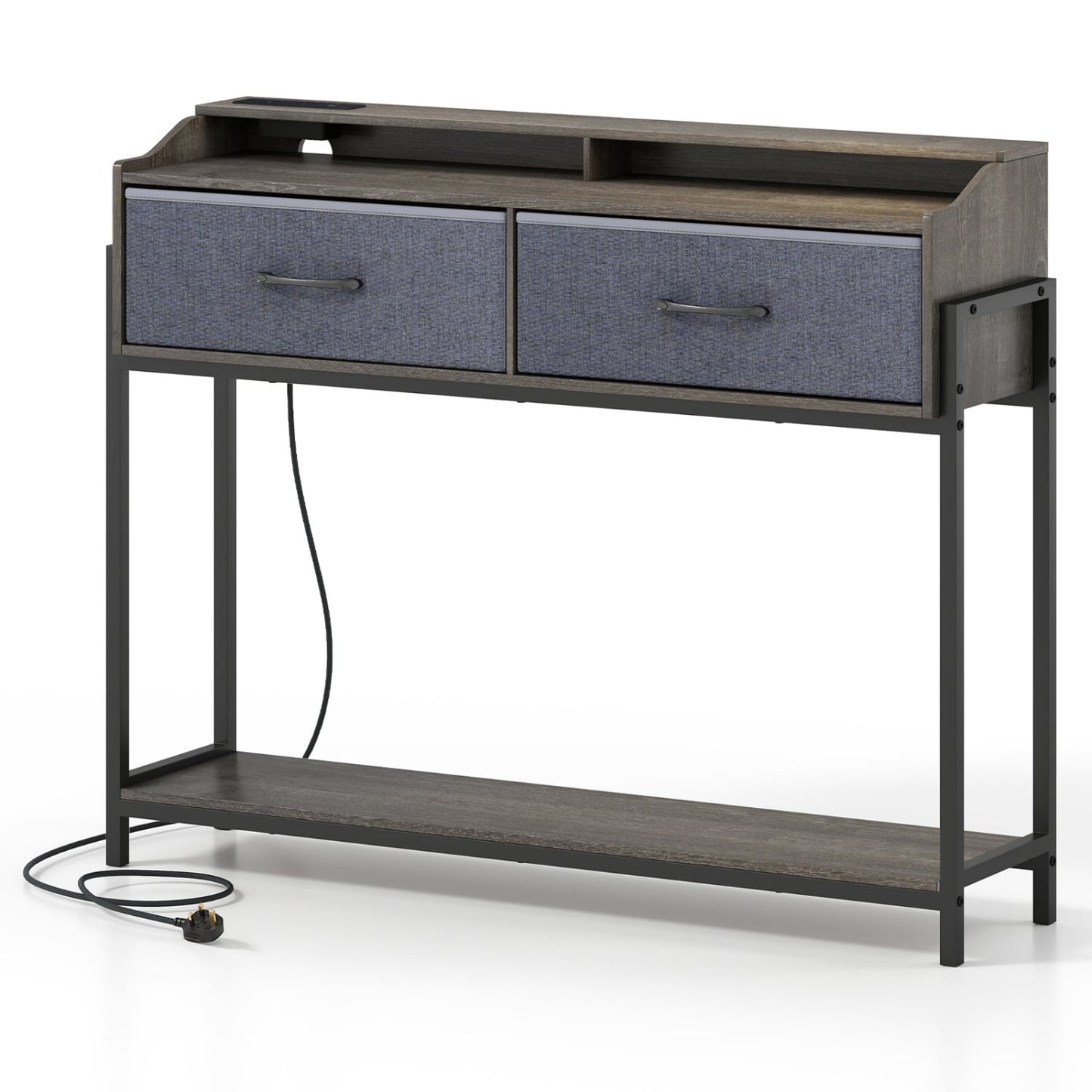 Console Table With Charging Station, 110 cm, Gray
