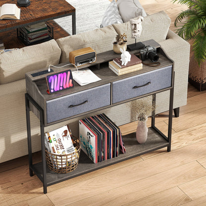 Console Table With Charging Station, 110 cm, Gray