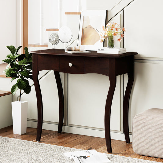 Console Table With Drawer, Solid Wood Frame, Espresso Console Tables Espresso at Gallery Canada