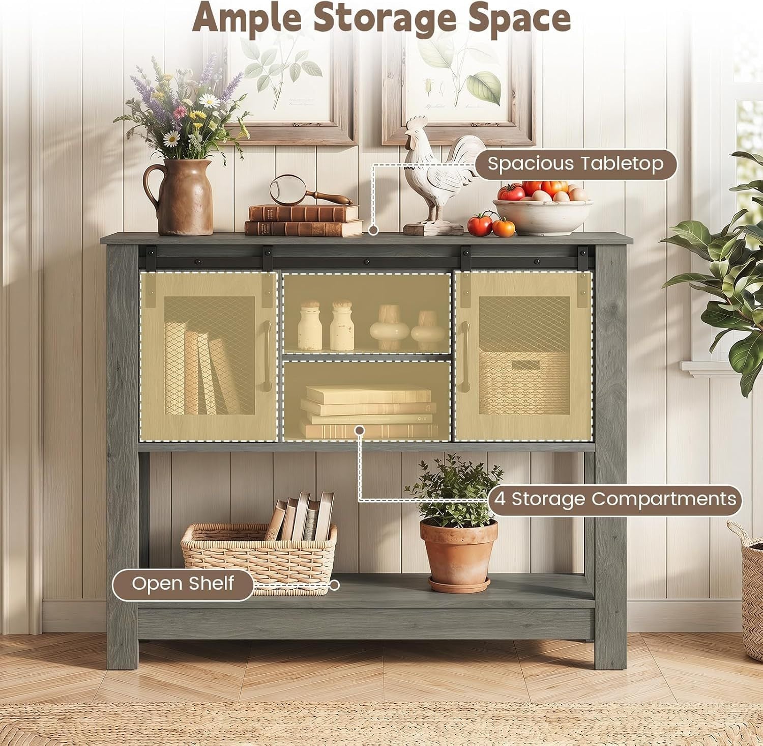 Console Table With Sliding Barn Doors, Gray Console Tables at Gallery Canada