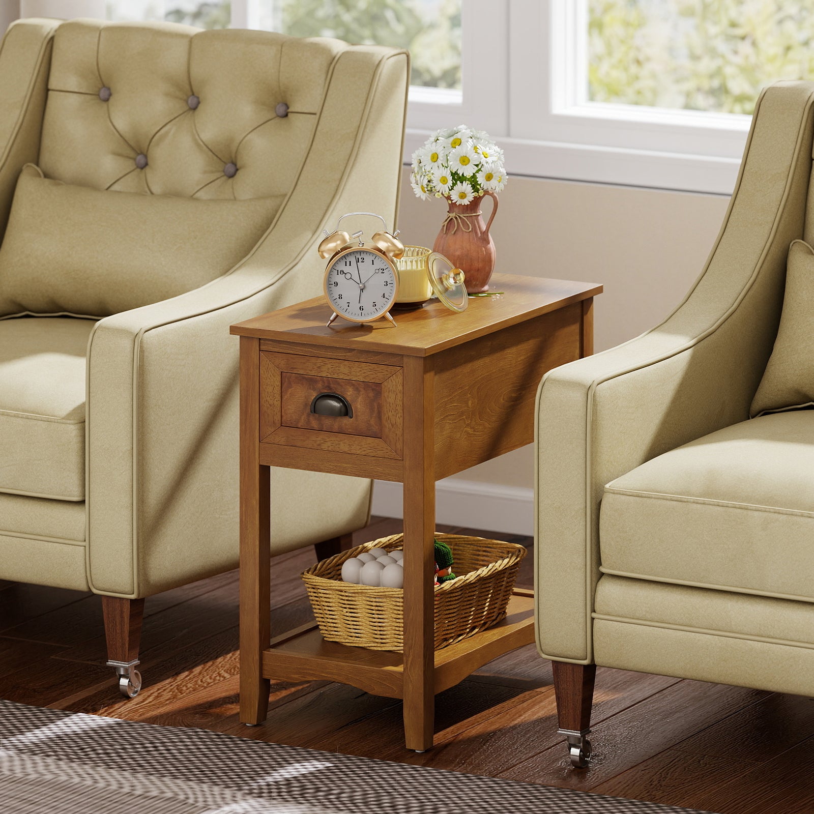 Contemporary Side Table With Drawer, Yellow End & Side Tables at Gallery Canada