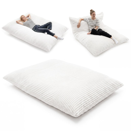 Convertible Bean Bag Sofa, Machine-Washable Corduroy, Beige Floor Chairs Beige at Gallery Canada