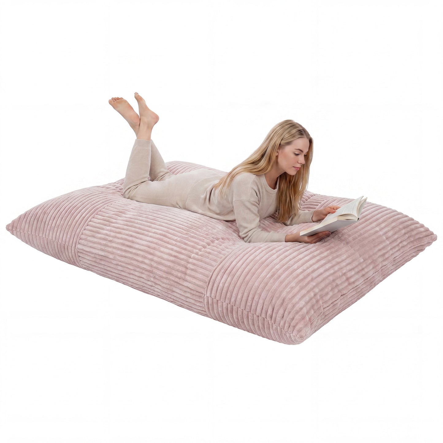 Convertible Bean Bag Floor Sofa, Corduroy Cover, Pink Floor Chairs at Gallery Canada