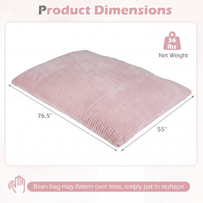 Convertible Bean Bag Floor Sofa, Corduroy Cover, Pink Floor Chairs at Gallery Canada