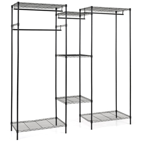 Convertible Clothes Organizer with L-shape and Horizontal Installation, Black