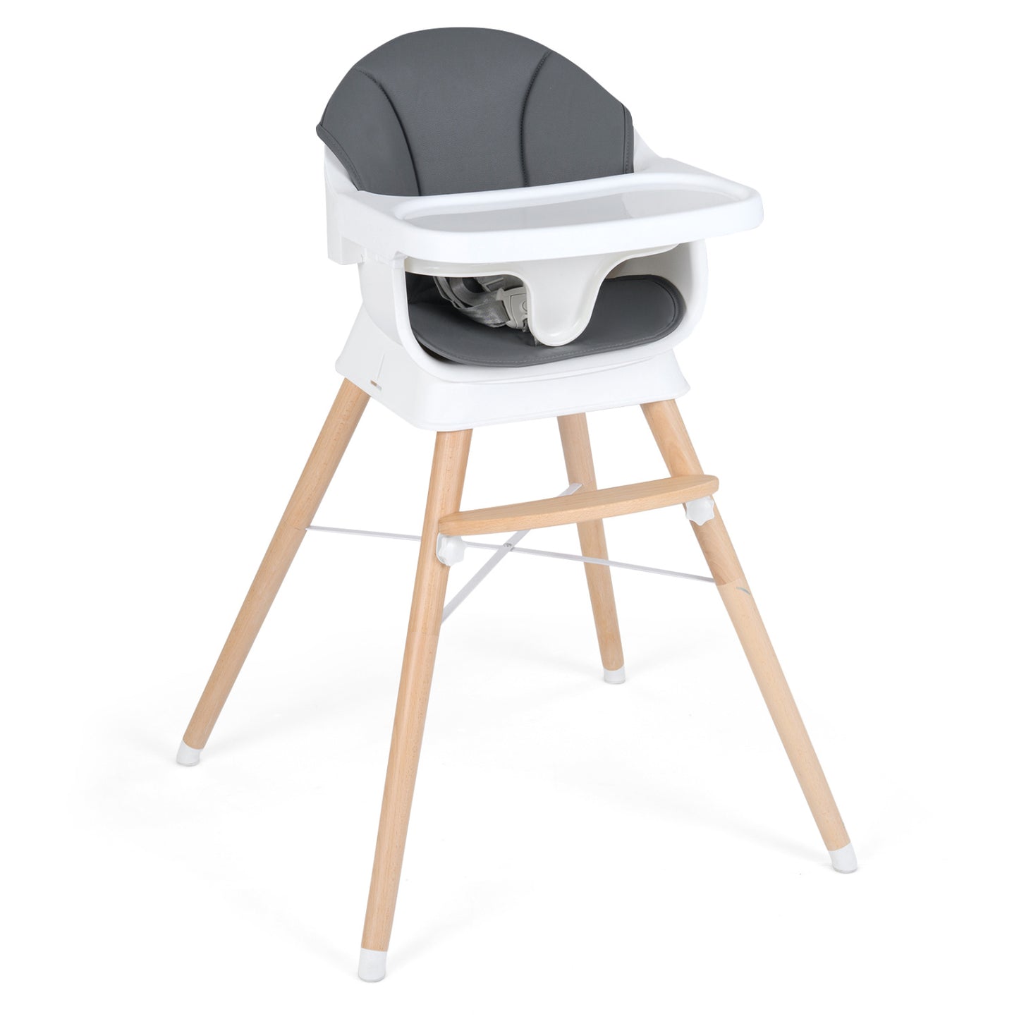 Convertible High Chair, Solid Wood, 3-Position Tray, Gray High Chairs Gray at Gallery Canada