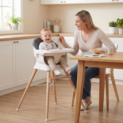 Convertible High Chair, Solid Wood, 3-Position Tray, Gray High Chairs at Gallery Canada