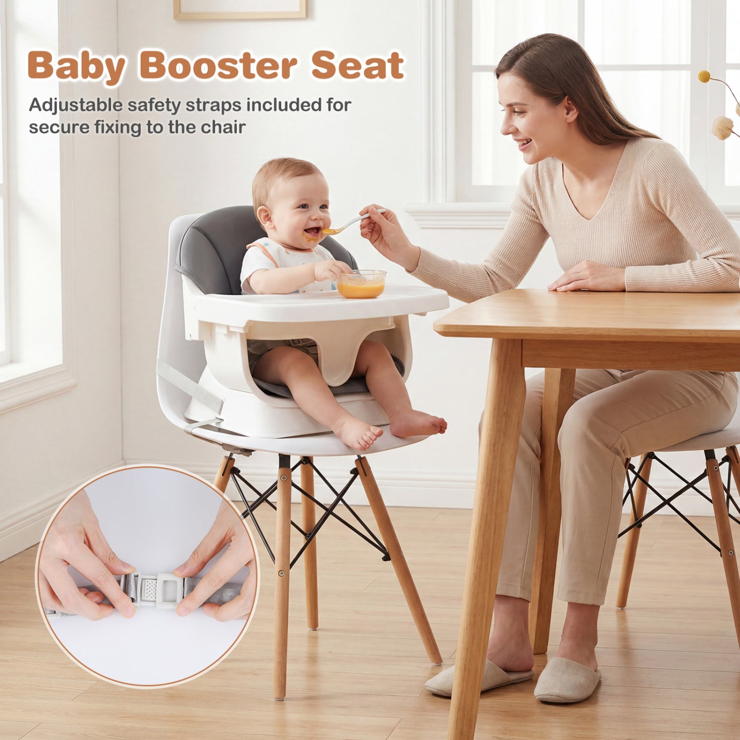 Convertible High Chair, Solid Wood, 3-Position Tray, Gray High Chairs at Gallery Canada