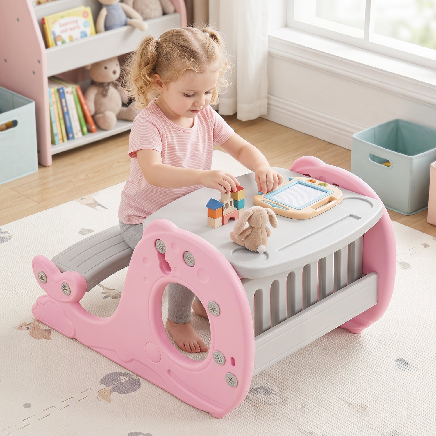 Kids Activity Table Set Toddler Easel, Whiteboard, Pink Art Easels at Gallery Canada